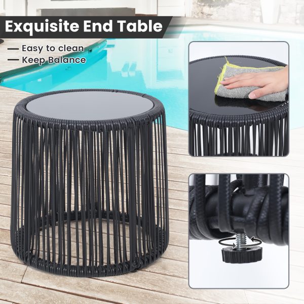 [Outdoor | Rattan] 3pcs Outdoor All-Weather Wicker Patio Rattan Bistro Conversation Set | Chairs And Side Table Set | Ideal For Balcony, Porch And Backyard