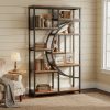 product-fancy-9968f6d6-825a-4426-8413-0b57b0c929e2 5-Tier Freestanding Tall Bookshelf Bookcase, Industrial Etagere Bookshelves Display Shelf Storage Organizer with 9-Open Storage Shelf for Home Office, Living Room