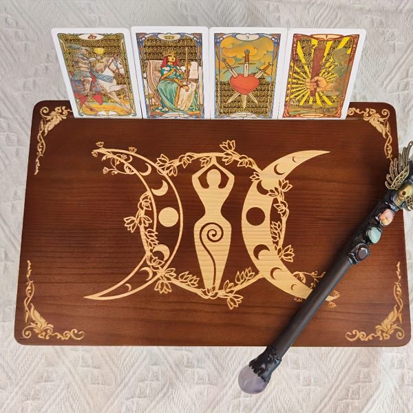 product-fancy-997984ef-3be5-42de-aac7-327fa4ec6c5d Wooden Altar Table with Card Holder, Meditation Table, Altar Table, Wooden Witch Altar, Wiccan Alter Table, Shrine