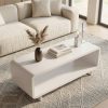 product-fancy-9990430d-ee89-44d5-9bb9-54a13150aa02 Wooden Coffee Table with Storage Shelf, Modern 2-Tier Rectangular Minimalist Center Table, Curved Profile Design for Living Room, Office