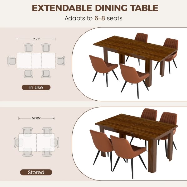 product-fancy-99be2acd-09cb-4948-8f09-88fedfca628a 59"-77" Extendable Dining Table, Modern Kitchen Rectangular Table for 6-8, Farmhouse Table with Easy Pull-Out Extension for Family Meals, Space-Saving, Suitable for Kitchen, Living Room, Home