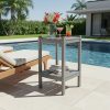 Outdoor HDPE Double-layer High Side Table, Leisure Side Table with Double-Layer Storage Design, Multifunctional Small Coffee Table, for Courtyard, Pool, Terrace And Balcony, Gray