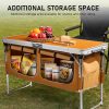 product-fancy-99c3700a-a01b-4333-b2ec-62d3009afbda Bonnlo 4ft Folding Table with Storage Aluminum Camping Picnic Table Adjustable Height for Outdoor Beach BBQ Backyards Travel Party Garden Patio Folding Dining Table Black/ White Foldable Table Camping Gear and Equipment