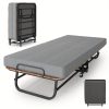 Twin Size Folding Bed with 3" Memory Foam Mattress, Foldable Roll Away Guest Bed for Adults, Sturdy Metal Platform Bed with Wheels, Space-Saving Design for Easy Storage, Portable Bed for Bedroom, Office & Apartments, 75''x31''