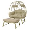 product-fancy-9a0acc1f-5ea0-47a3-8688-8c126f40a383 Large Double Egg Chair with Stand for Outdoor Use, Spacious Hammock Chairs for Two, Lounge Chair with Ottoman, Extra-Large Patio Chair with Footrests, Cushions, Wicker Rattan Swing for Garden Or Backyard
