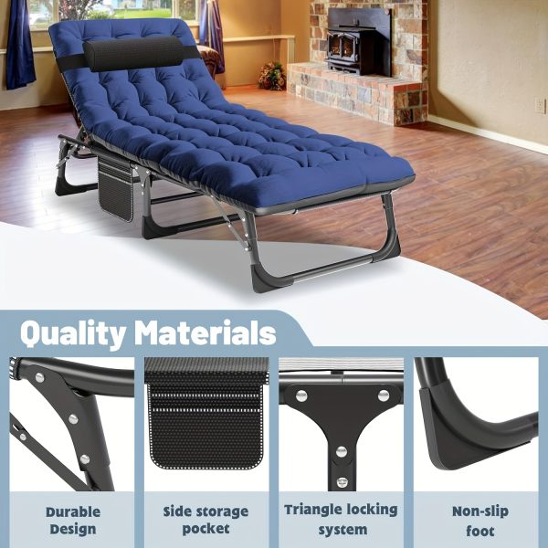 [Portable Folding Bed] Mophoto Sleeping Cots For Adults, 5-Position Folding Chaise Lounge Chairs Outdoor, Portable Folding Bed Cot Lounge Chair For Beach Lawn Camping Pool Sun Tanning