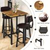 product-fancy-9a617a16-085a-4d02-91fc-6f8277b9769d Bar Table And Chairs Set For 2, 3pcs Square Bistro Pub Table With 2 PU Upholstered Stools, Counter Height Dining Table And Chairs Set, Pub Hight Dining Table Set Other(Furniture) For Kitchen, Living Room, Small Spaces, Rustic Brown