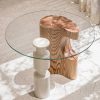 product-fancy-9a8b12d3-8ac7-4b48-8606-3b0df8283494 A 42-Inch Round Glass Tabletop, Featuring 0.37-Inch Thick Tempered Glass with a Pencil Polished Edge, Serves As a Clear Replacement for Dining Tables, Coffee Tables, Office Desks, And Kitchen Tables. It Offers a Large, Durable