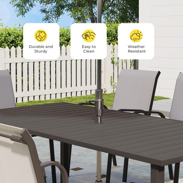 9pcs Outdoor Dining Table And Chair Set, Suitable for 8 People, The Set Includes 1 Long Table, 8 Fixed Seats, Suitable for Outdoor Garden Terrace Furniture Set