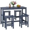 product-fancy-9ab53a8c-79d8-4efd-9259-f83acb23640b 5pcs Outdoor Bar Table And 4-Chair Set, 55-Inch Rectangular High-Leg Bar Table with Stools, All-Weather Waterproof Patio Furniture, Easy to Assemble, Ideal for Patios, Balconies, Backyards, Porches, And Small Spaces
