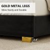 product-fancy-9b1aca73-fa64-4d89-90d4-6cf4ec06e0f7 LUXOAK Modern Upholstered Bed Frame with 65" Headboard, Golden Plating Trim, Platform Design - No Box Spring Needed