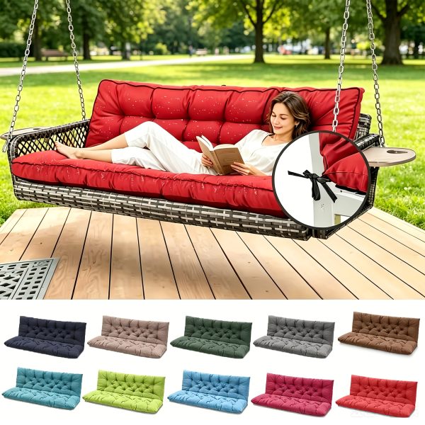 product-fancy-9b551fb8-7cd7-41ce-b2c2-f6eb496c6131 3-Seater Waterproof Outdoor Porch Swing Cushion with Backrest - Suitable for Outdoor Furniture, Thick 5" Cushion, Machine Washable Suitable for Patio Bench, Garden Swing Chair, Backyard Cushions for Poolside and Deck