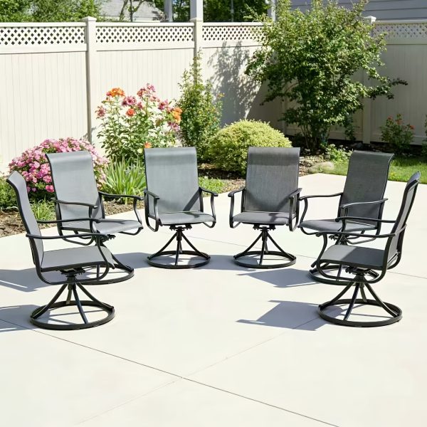 product-fancy-9b5f1442-b3e9-453a-99fb-7f36f0e19661 Patio Swivel Chair Set Of 2/4/6 Outdoor Dining Chairs W/High Back And Breathable Textilene, 350 LBS Capacity, All Weather Patio Rocking Chairs for Garden Backyard Deck