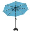 product-fancy-9ba8a35a-e165-422c-9603-8b612a8fde37 Solar 9ft Market Umbrella with Base, Deluxe 32 LED Lighted Patio Umbrella, Patio Umbrellas Outdoor Table Umbrella with Ventilation, Solar Umbrella with Push Button Tilt/Crank for Garden, Deck, Backyard, And Pool