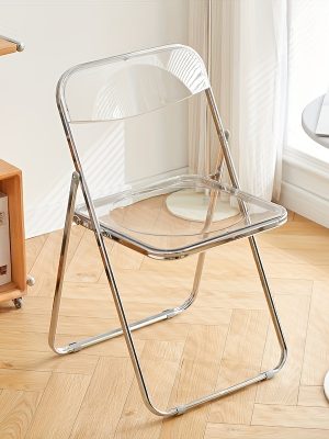 Easy Photography Clothing Store Stool, No Cushion Design, Transparent Acrylic Folding Chair, Suitable for Restaurants, Offices, Reception Areas, Etc., Modern Minimalist Style Living Room Chair
