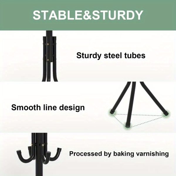 product-fancy-9c56c16f-f237-4aef-bf45-72d8b213c1e7 1pc Heavy-Duty Metal Coat Rack with 9-Tier Vertical Storage - Freestanding Space-Saving Clothing Organizer with Sturdy Iron Frame & Copper Finish, 27"+ Height, Easy Assembly for Entryway, Living Room, Bedroom, Dorm - Portable Garment Rack for Shirts