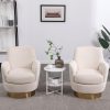 product-fancy-9c776d85-42cb-4b1d-8248-b4d46e410ff8 360° Rotatable Bedroom Comfort Cinema Chair with Golden Stainless Steel Base Circular Bar Stool ( Set Of Two)