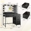 product-fancy-9c8bd6cc-03b2-4dd8-bb36-a630ed2bfafb Vanity Desk with Lights, Makeup Vanity with Power Strip, Dressing Table Set with 5 Large Drawers, Vanity Mirror 3 Lighting Color Adjustable