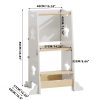 3-In-1 Kitchen Step Stool, Foldable Learning Standing Tower with Blackboard, Wooden Kitchen Stool Helper for Kids, Old Boy Girl Gifts