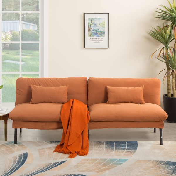 product-fancy-9ca064f1-4f53-4c54-aab6-fc899bde7bb4 70" Futon Sofa Bed Convertible Sleeper | Velvet Upholstered Modern Split-Back Sofa with 5 Adjustable Positions, Metal Frame & Tapered Legs, Space-Saving for Home/Office/Guest Room, Easy Conversion