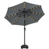 product-fancy-9cdb61e6-c603-4cf3-8fe9-cf179e163d29 Solar 9ft Market Umbrella with Base, Deluxe 32 LED Lighted Patio Umbrella, Patio Umbrellas Outdoor Table Umbrella with Ventilation, Solar Umbrella with Push Button Tilt/Crank for Garden, Deck, Backyard, And Pool