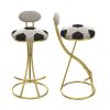 product-fancy-9ce919d8-0887-466c-ac42-0bec1fcab30c Pair of Contemporary Velvet Bar Stools with Counter Height, Featuring a Golden Metal Frame And S-Shaped Stripe Backrest, Upholstered Round Chairs Inspired by Basketball And Soccer, Complete with Footrest for Dining Areas, Kitchens, And Bars