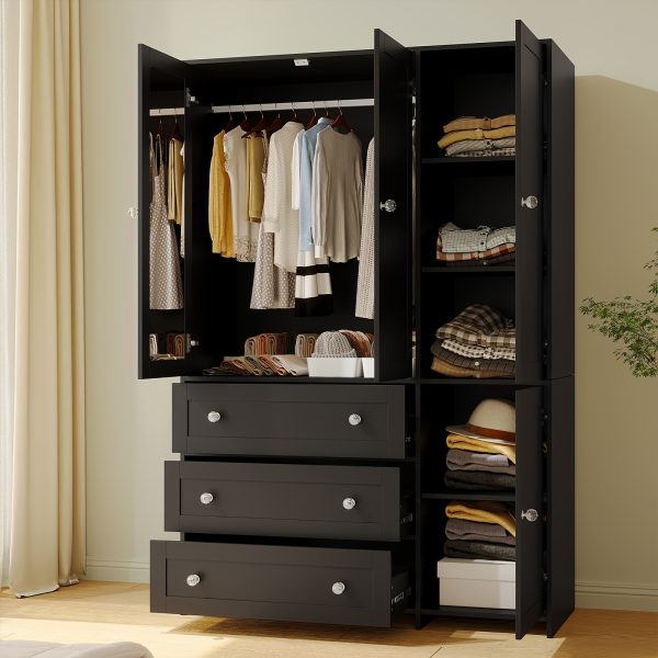 product-fancy-9cfd047f-465b-48af-9f90-e244acc04325 31.5"/47"/63" Large Wardrobe Armoire Closet with Hanging Rod, Mirror And Doors, Drawers & Shelves, for Bedroom