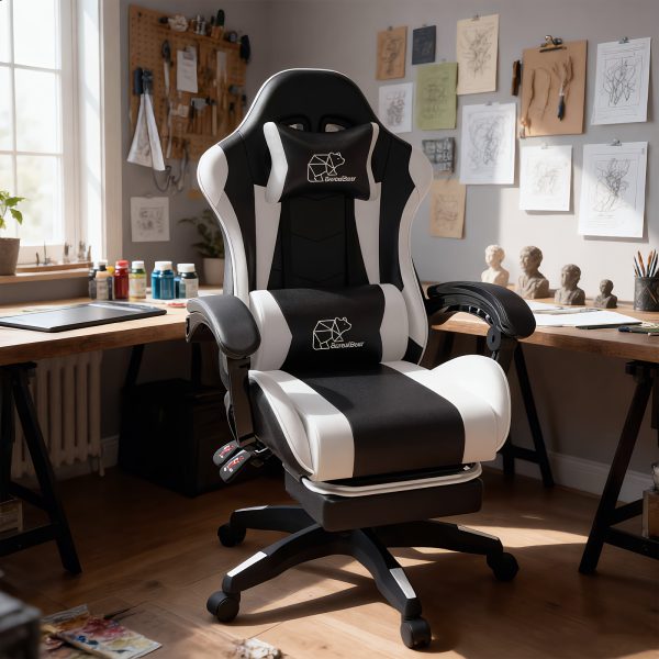 product-fancy-9d060a7c-3bdf-4c48-aef2-0e1b4f0ffd38 1pc E-sports Chair, Suitable for Adults And Teenagers, Featuring A Lumbar Support, And Fixed Armrests. with Foot Supports, An Ergonomic Seat, Home Office Settings, Modern Gaming Chairs, High-quality Padding, Suitable for Home And Office Use
