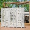 product-fancy-9d405dfd-1151-444f-9281-70990511fabc 3/6 Panel Boho Folding Room Divider - Carved Wood Privacy Screen, Adjustable Indoor/Outdoor Farmhouse Partition with Lightweight HDF Board & Wood Veneer Panels, Portable Room Divider for Home, Office, Garden, Patio Suitable for Privacy Screening