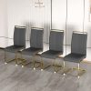 Modern Dining Chairs Set of 4, High Back White Kitchen Chairs, Faux Leather Side Chair with Gold Plated Metal Legs, Easy to Install Upholstered Dining Chairs, Ideal for Living Room, Easy to Install (Golden/Silver Leg) Local Warehouse