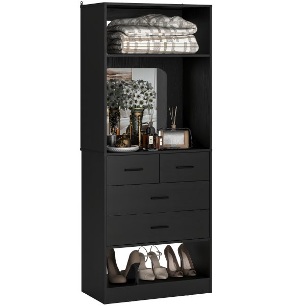 product-fancy-9dba5e67-b833-4de1-b5f8-6a0b12dbf7ae Unikito 25 Inch Closet System with 4 Drawers, 2FT Wood Closets Organizer with Storage Shelves And Mirror Design, Freestanding Sturdy Walk in Closet Tower for Bedroom, 25" W X 16" D X 80" H, White