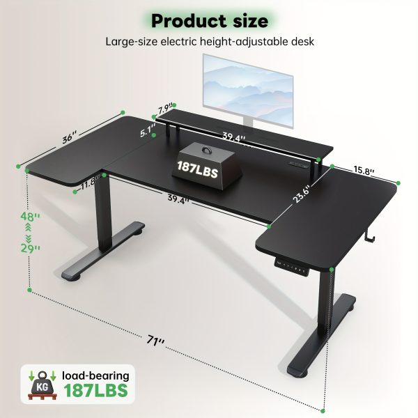 product-fancy-9df027c7-adce-4299-8080-d53ce1decc9b 71×36 Standing Desk Electric Adjustable Height Desks, Home Office Desks With Cable Management, Monitor Stand, 2 Hooks, 5 Power Outlets, 3 Memory Adjustable Height Computer Desk