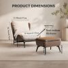 product-fancy-9e7d29c4-b70b-4ae0-a071-5aa32e51e791 Modern Single Sofa Chair with Ottoman Footrest - Comfortable Armchair with Armrests, Solid Wood Frame & Cushioned Seat, Beige/ Brown/Black/Navy Blue/Gray Upholstered Fabric Accent Chair for Living Room, Bedroom, Balcony - Easy Assembly Required, Space-Saving Design, Foam Padding & Sturdy Hardwood Construction, Minimalist Style, Versatile for Reading or Relaxing