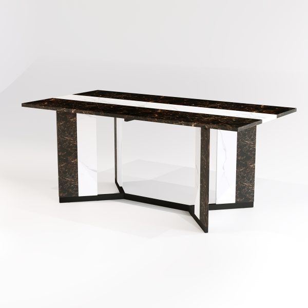 product-fancy-9e94e4a4-328b-42d2-b0ee-9ec55849d02a Waterproof and Scratch-Proof Dining Table - Luxurious 71-Inch Large Rectangular with Marble-Color Wood Top - Adjustable V-Shaped Legs for 4-7 People - Ideal for Family Dinners, Office, Kitchen, Living Room