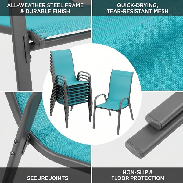 product-fancy-9e9d0a60-c6d7-42df-ae78-88a9f5e95067 8/6pcs Patio Chairs, All Weather Textilene Fabric & Metal Frame, W/Armrests, Strenthened Iron Spacers, 330 LBS, Outdoor Chairs Set For Backyard, Poolside, Garden