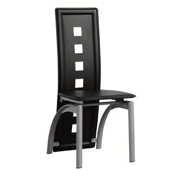 product-fancy-9ebd3946-f2b7-4e75-ae2f-37b6b84ed7cb 4pcs Hollow Decoration PU Leather Dining Chair Black