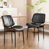 product-fancy-9f11e3a3-f017-4769-bb98-69c4330ce2da Padded Seat & Backrest - Modern Faux Leather Dining Chairs - Set Of 2 - Metal Legs with Adjustable Feet - for Kitchen, Dining Room, Office