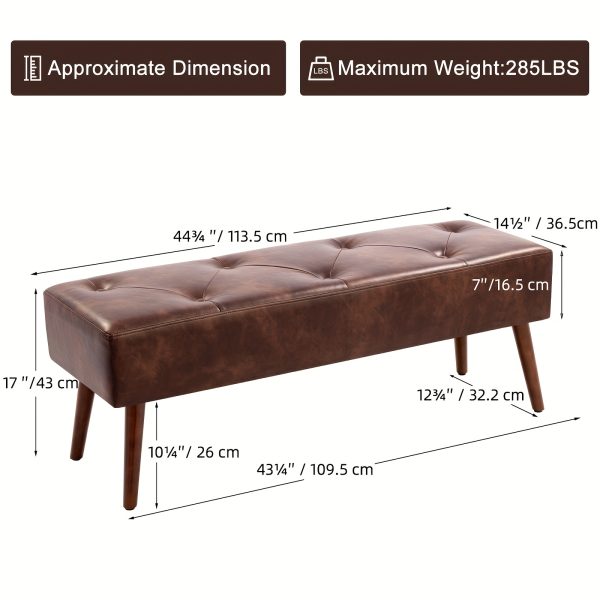 product-fancy-9f417b4f-bb7c-46e4-9730-6438c73f9295 44-inch Brown Pu Bench, Bedroom Bench, Living Room Shoe Bench, Suitable for Multiple Scenes, Multiple Colors Available
