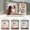 product-fancy-9f71d1b8-6fd6-4c0d-acfa-2a0b52a32382 47.2"W Farmhouse Vanity Makeup Vanity Desk with Mirror And Lights, Vanity Table with 4 Drawers & Shelves Big Makeup Desk with Charging Station for Bedroom, Dark Rustic Oak (Stool Not Included)