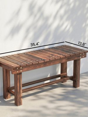 Carbonized Wood Garden Bench for 0.8 People, Measuring 35.4 Inches