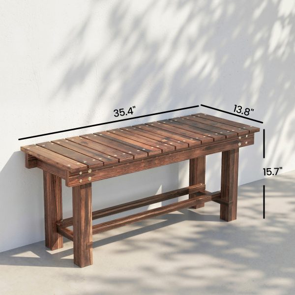 product-fancy-9f9f0592-fc68-4c0f-8990-f32366a86b56 Carbonized Wood Garden Bench for 0.8 People, Measuring 35.4 Inches