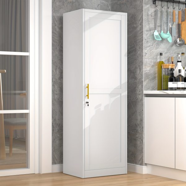67" Tall Lockable Metal Storage Cabinet Narrow Stand-Alone Cabinet with Adjustable Shelves & Locking Door - Space-Saving Vertical Unit Suitable for Home Office, Pantry, Bathroom, Small Spaces