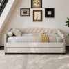 product-fancy-9fc1feca-f049-4f97-ba0a-cf5e6af8cffc 79.5" Tufted Linen Upholstered Daybed with Trundle Frame No Box Spring Needed for Living Room Bedroom