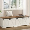 product-fancy-9fcee9df-51b4-48b8-a319-0b17e9c4ec68 59" Storage Bench with Two Safety Hinges, Oversized Farmhouse Wooden Storage Box, Flip-Top Storage Ottoman, Entryway Bench for Bedroom and Living Room, White and Brown/White/Black