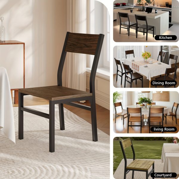 product-fancy-9fd7ddf8-d162-4d7d-8d78-ae6604203a01 Dining Chairs Set Of 6, Modern Kitchen Chairs With Backrest, MDF Board And Metal Legs, Dinner Chairs For Dining Room, Kitchen And Living Room, Espresso/Black/Rustic Brown/Walnut Optional.