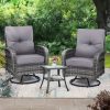 3pcs Patio Furniture Set, Outdoor Swivel Rocking Chairs with Glass Top Table and Thick Cushions for Porch, Deck, Balcony, Poolside, Patio Table And Chairs Set, Outdoor Dining Table And Chairs, Patio Chairs, Outdoor Furniture, Patio Set, Porch Seating, Deck Furniture, Cozy Outdoor Set, Swivel Chair, Garden Furniture Outdoor, Garden Chair, Outdoor Table And Chair Set, Bistro Patio Set, Patio Furniture Set Outdoor, Outdoor Patio Furniture Set, Small Patio Furniture Set, Front Porch Decor