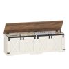 product-fancy-a0326e80-0c3a-4b32-8306-3768c55796d0 59" Storage Bench with Two Safety Hinges, Oversized Farmhouse Wooden Storage Box, Flip-Top Storage Ottoman, Entryway Bench for Bedroom and Living Room, White and Brown/White/Black