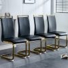 Modern Dining Chairs Set of 4, High Back White Kitchen Chairs, Faux Leather Side Chair with Gold Plated Metal Legs, Easy to Install Upholstered Dining Chairs, Ideal for Living Room, Easy to Install (Golden/Silver Leg) Local Warehouse