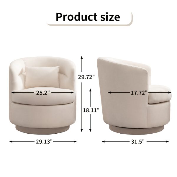 product-fancy-a0698bce-0bda-4554-aeec-3feef2289dd8 Beige Upholstered Swivel Chair with a Pillow, Perfect for Accenting Your Living Room, Bedroom, Or Reading Area