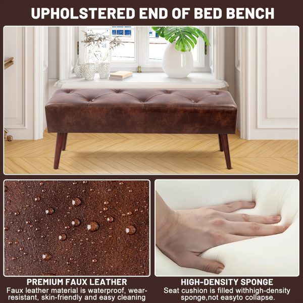 product-fancy-a073eb3a-fe6b-49be-8da3-7f88b2fe277f 44-inch Brown Pu Bench, Bedroom Bench, Living Room Shoe Bench, Suitable for Multiple Scenes, Multiple Colors Available